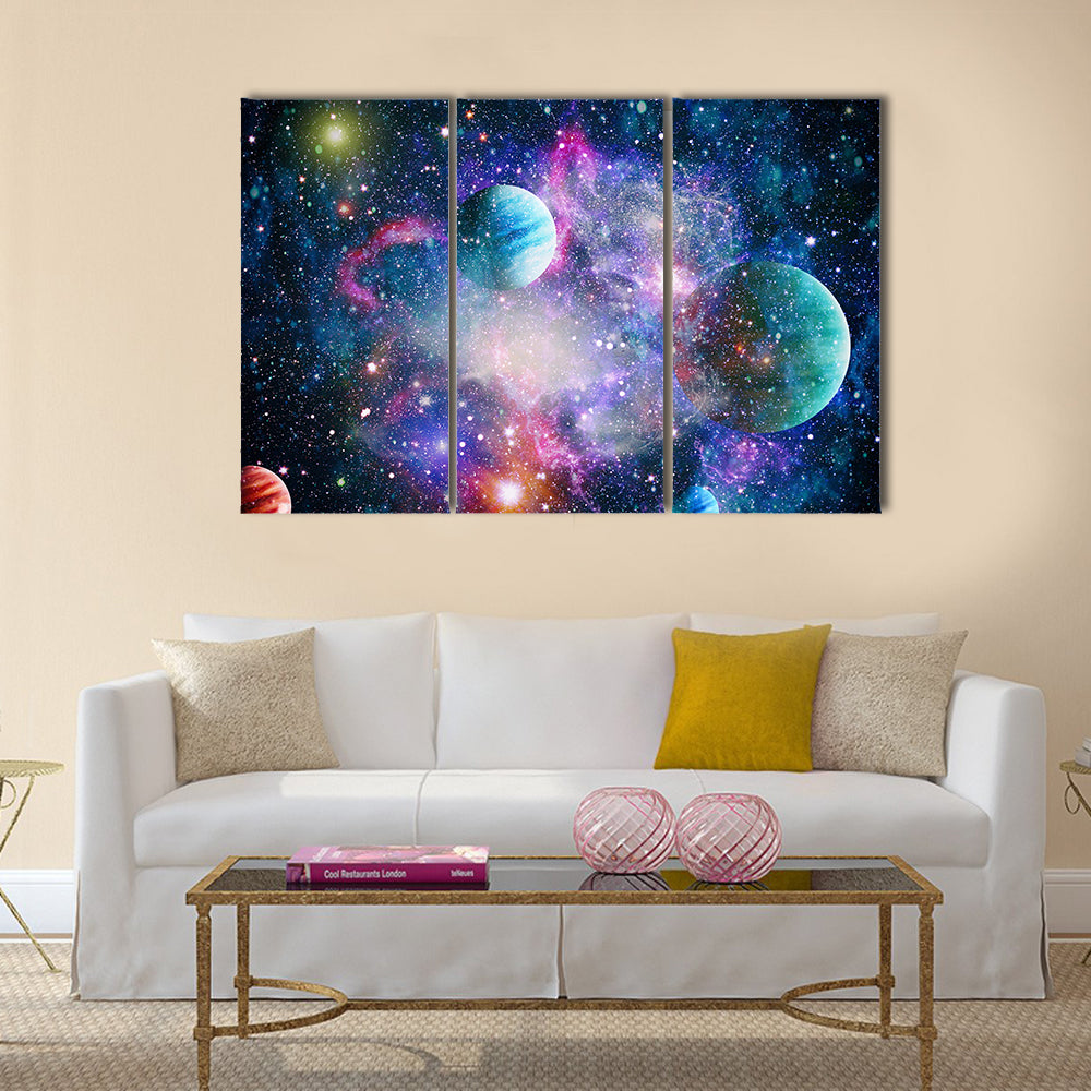 Planets In Their Orbits Multi Panel Canvas Wall Art