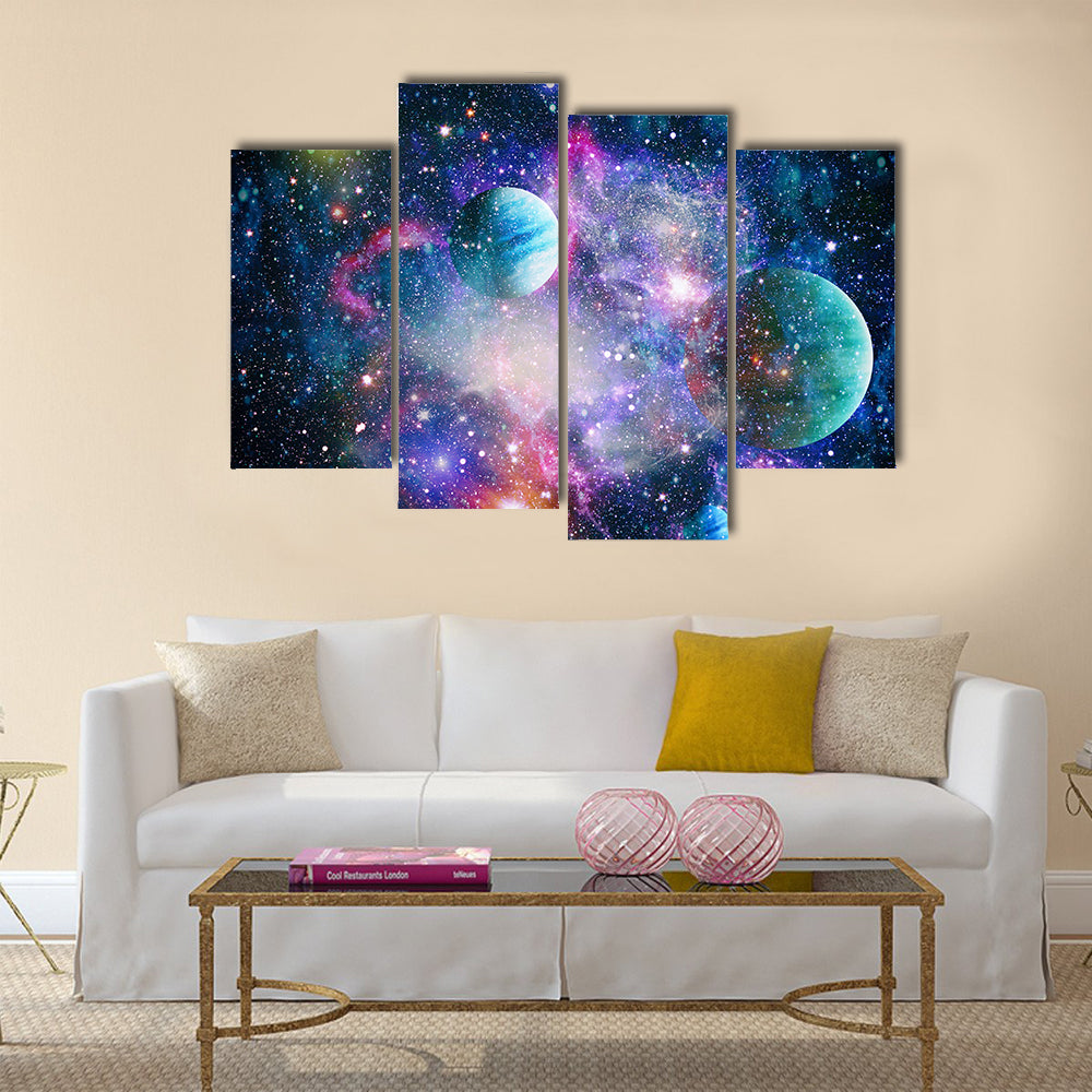 Planets In Their Orbits Multi Panel Canvas Wall Art