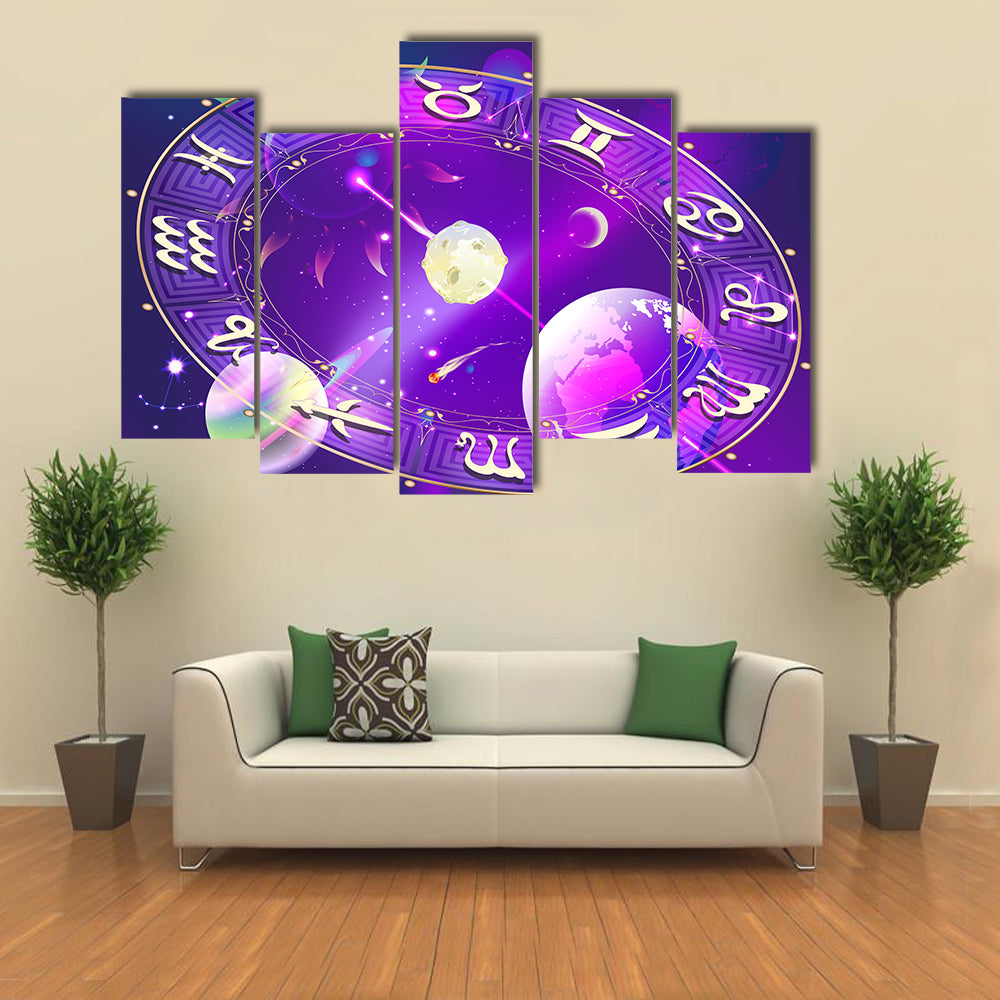 The Trending Horoscope Circle To Tell Your Future Multi Panel Canvas Wall Art