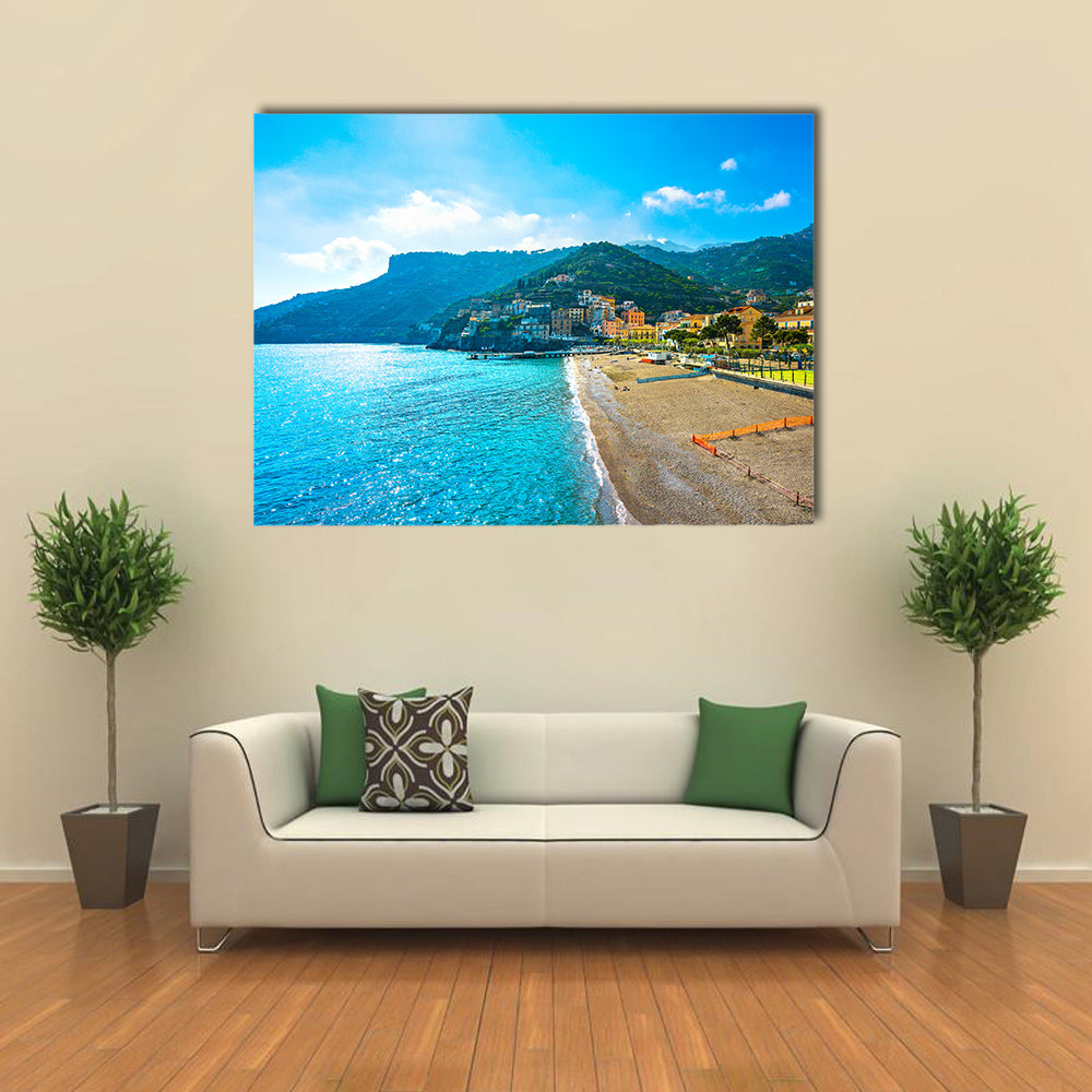 Minori town in Amalfi coast panoramic beach view Multi Panel Canvas Wall Art