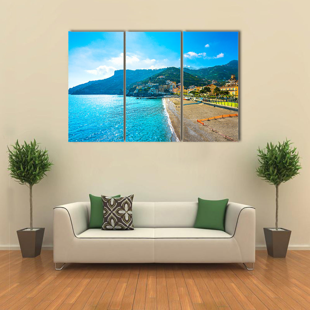 Minori town in Amalfi coast panoramic beach view Multi Panel Canvas Wall Art