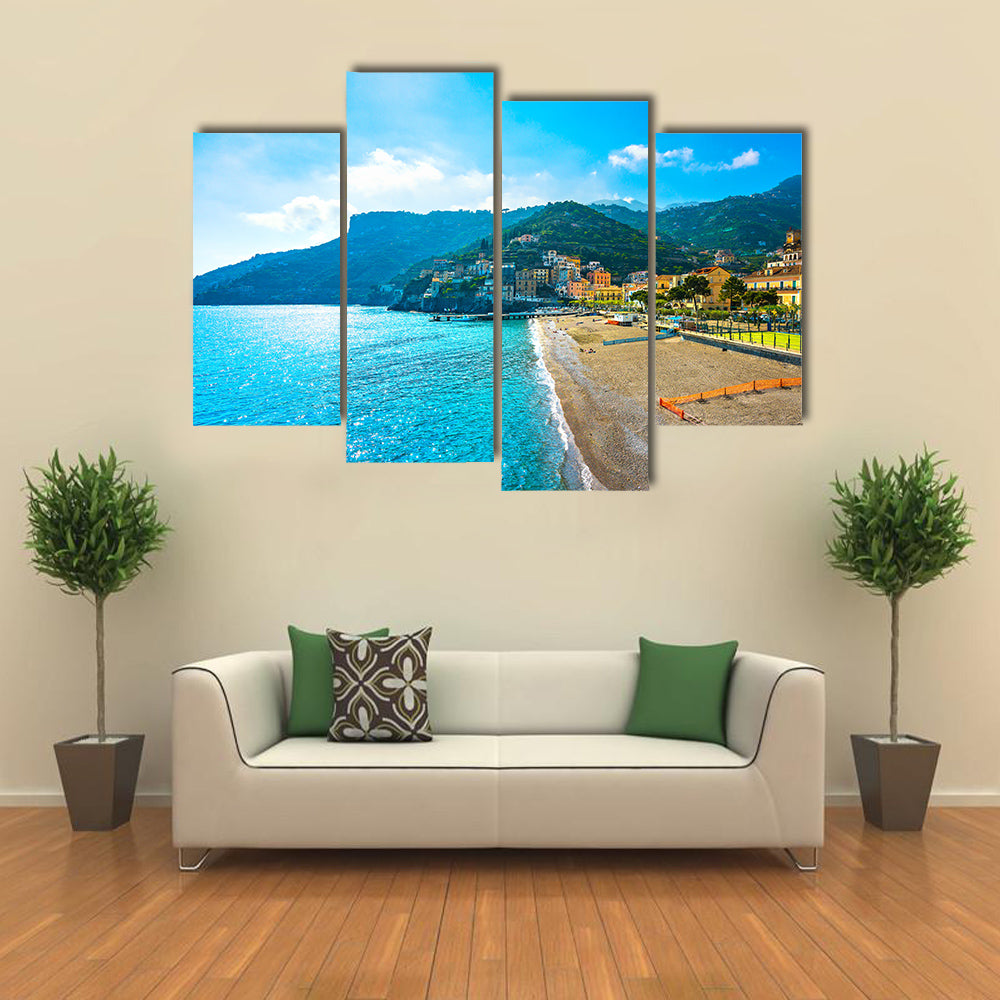 Minori town in Amalfi coast panoramic beach view Multi Panel Canvas Wall Art