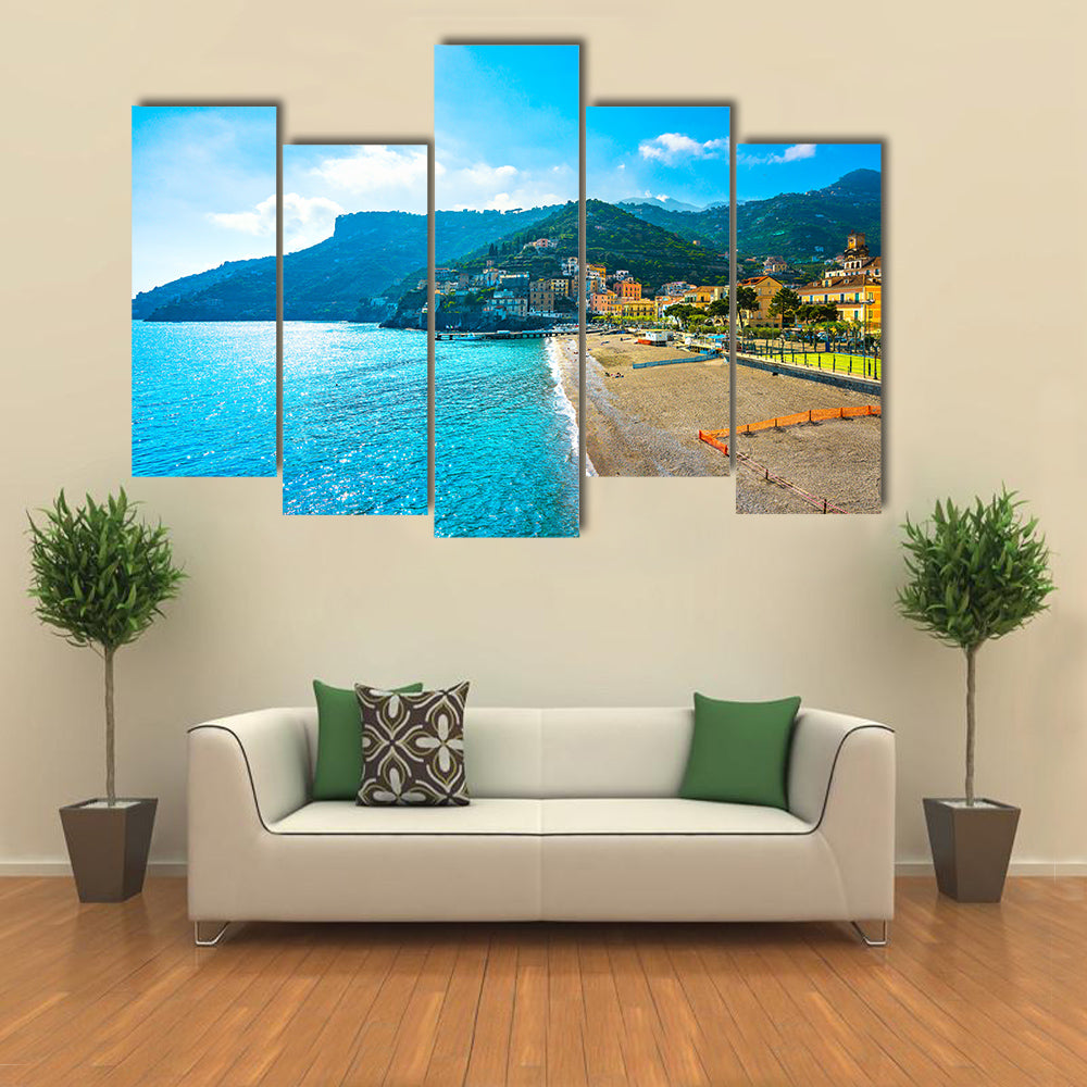 Minori town in Amalfi coast panoramic beach view Multi Panel Canvas Wall Art