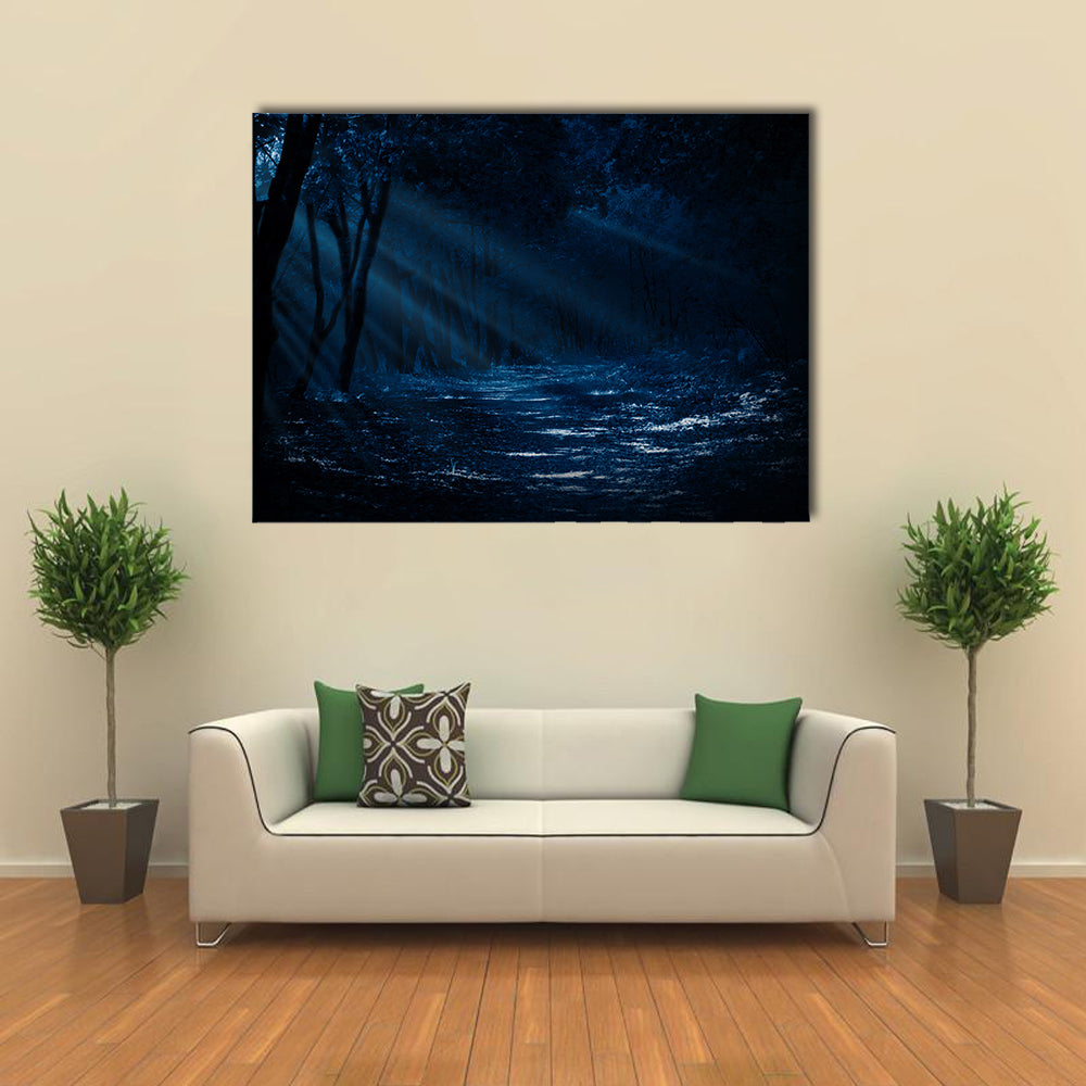 Forest Under The Moonlight Multi Panel Canvas Wall Art