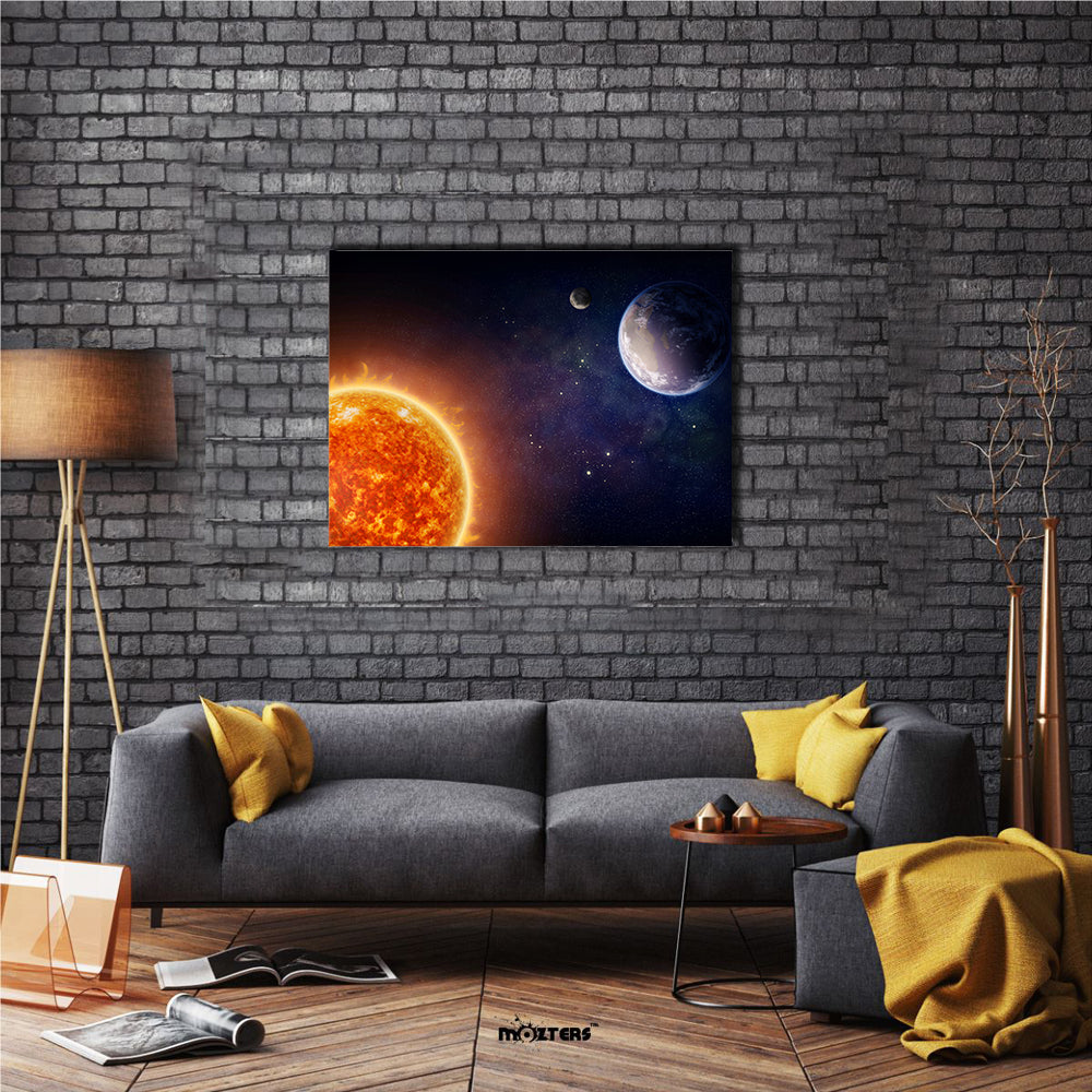 When Earth, Moon And Sun Gets Aligned Multi Panel Canvas Wall Art