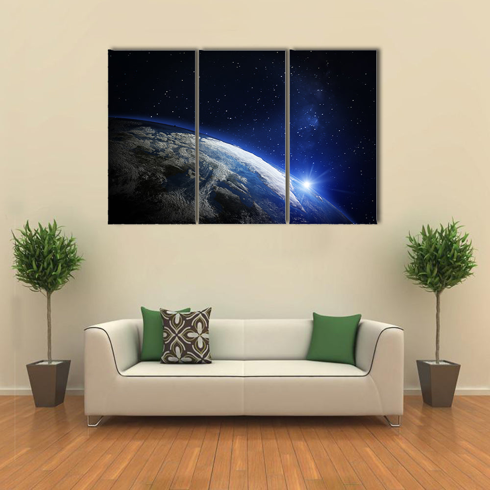 A Heavenly View Of Earth From Outer Space Multi Panel Canvas Wall Art
