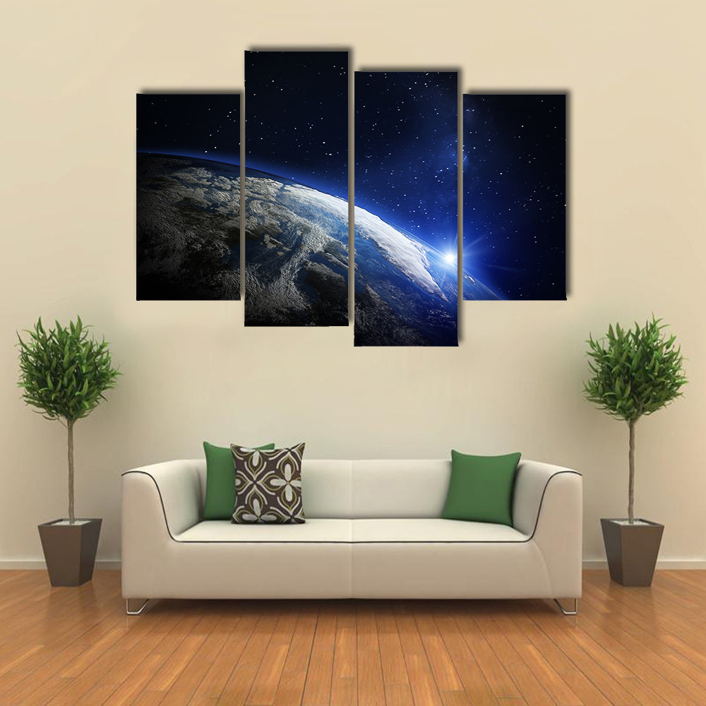 A Heavenly View Of Earth From Outer Space Multi Panel Canvas Wall Art
