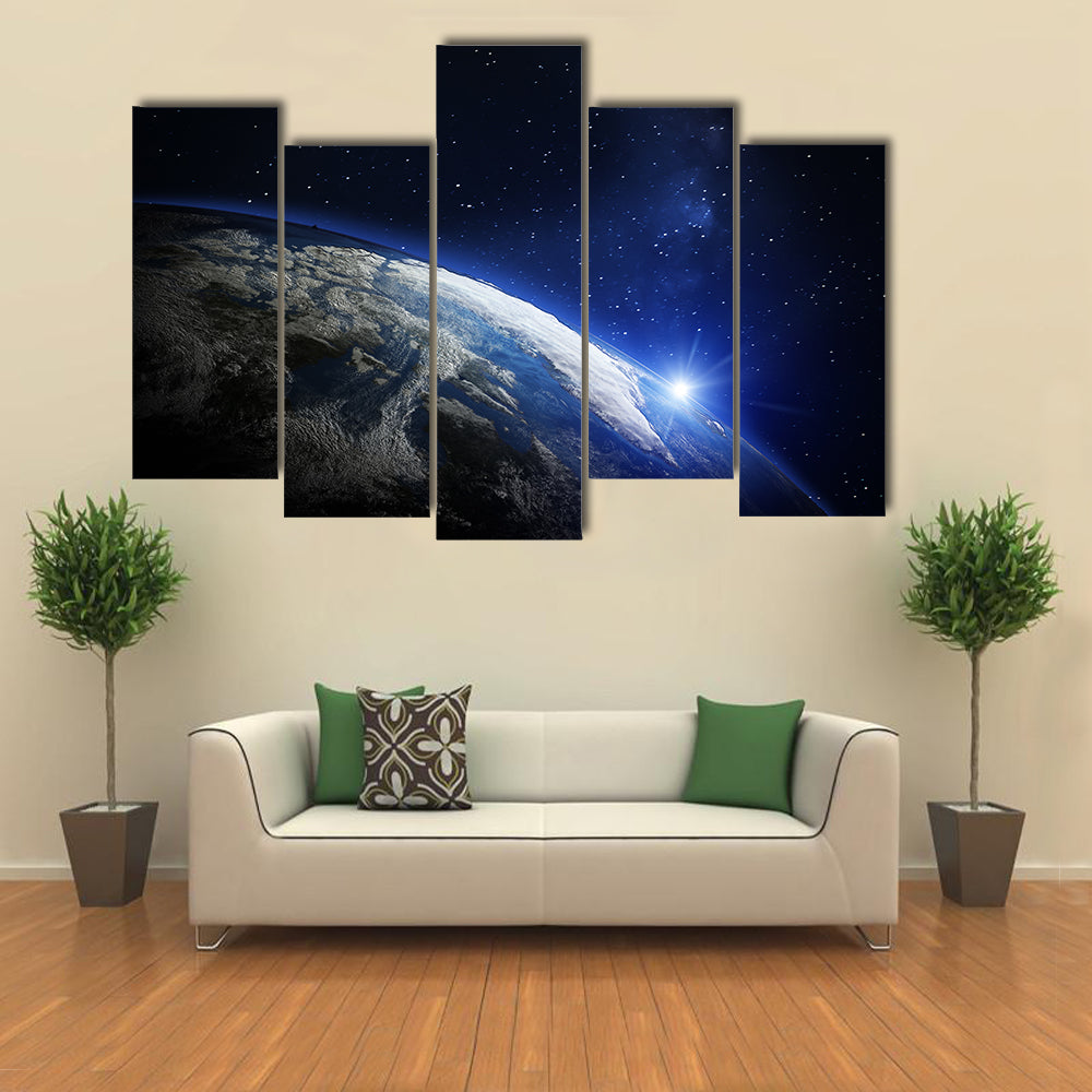 A Heavenly View Of Earth From Outer Space Multi Panel Canvas Wall Art