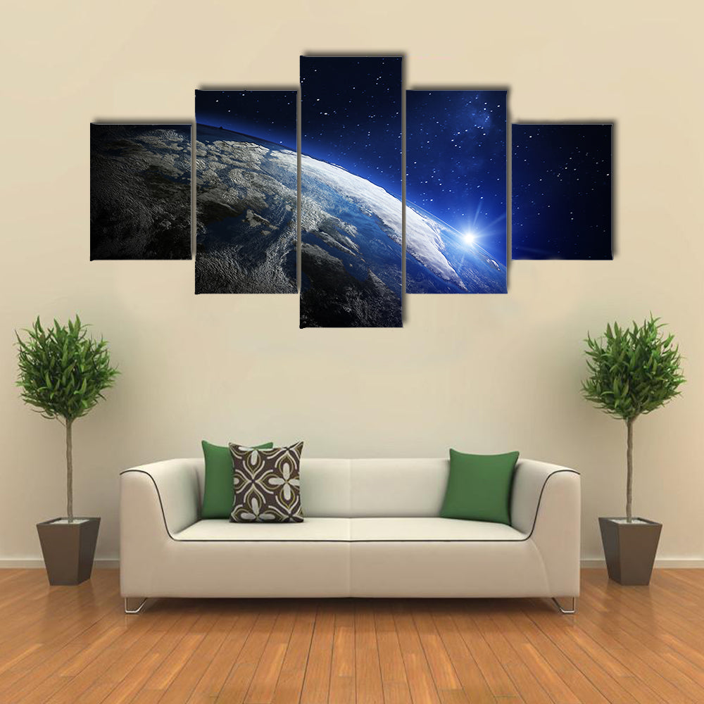 A Heavenly View Of Earth From Outer Space Multi Panel Canvas Wall Art