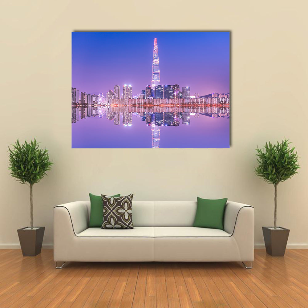 Seoul City at night South Korea Multi Panel Canvas Wall Art