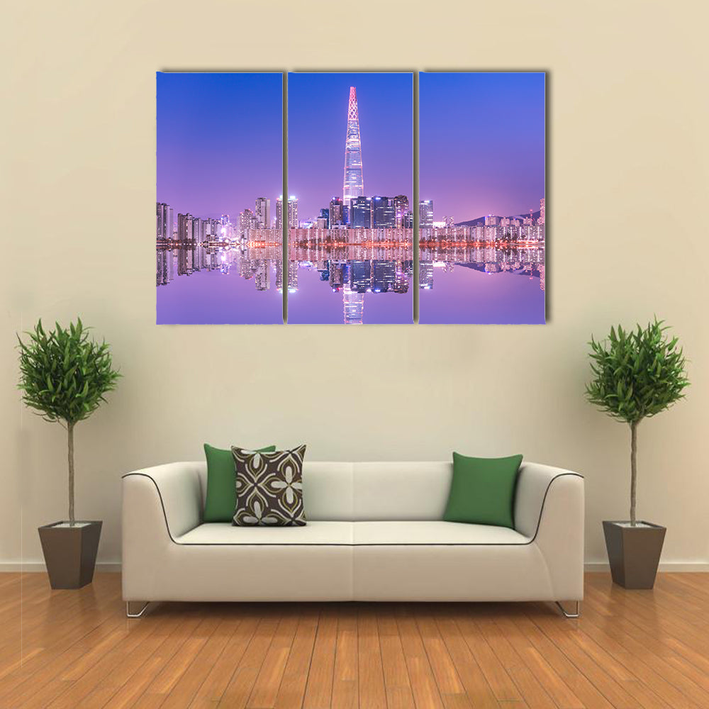 Seoul City at night South Korea Multi Panel Canvas Wall Art