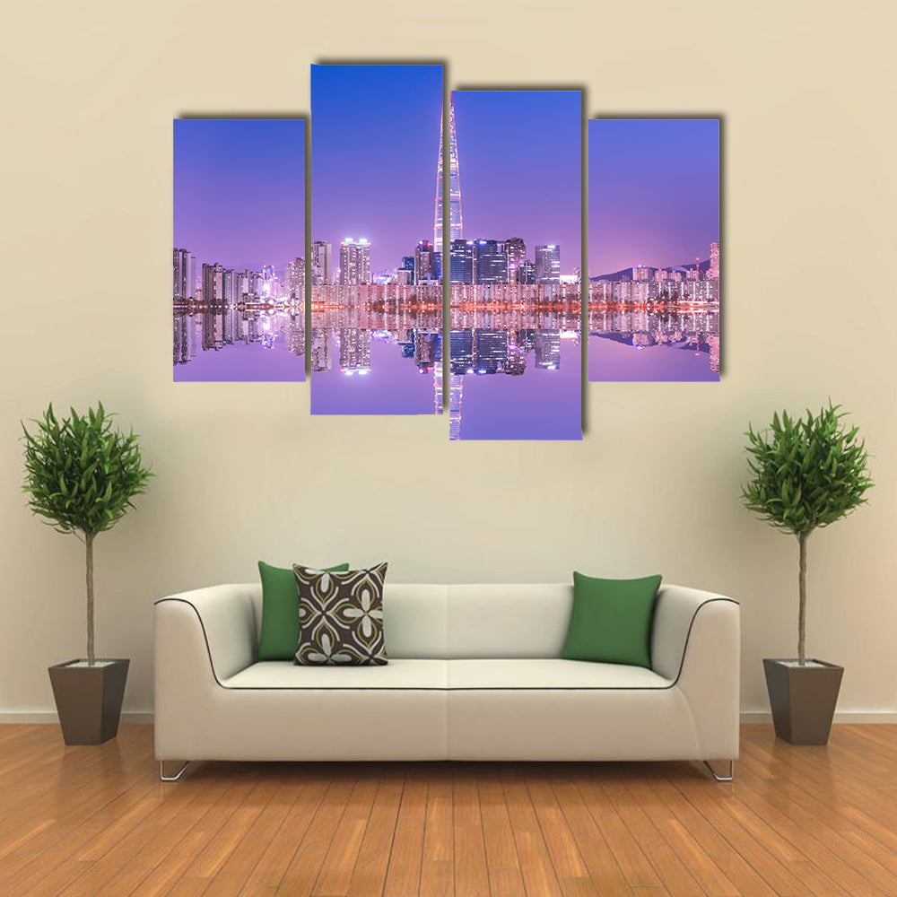 Seoul City at night South Korea Multi Panel Canvas Wall Art