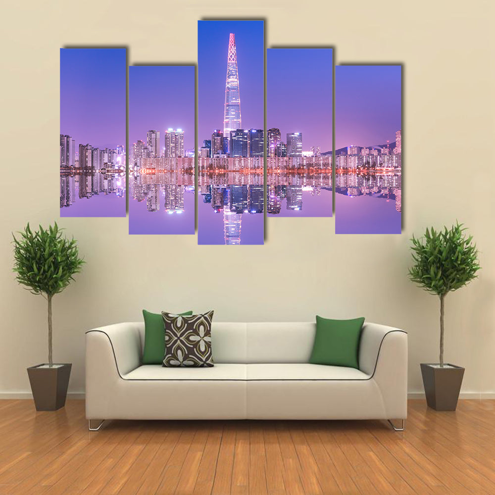 Seoul City at night South Korea Multi Panel Canvas Wall Art