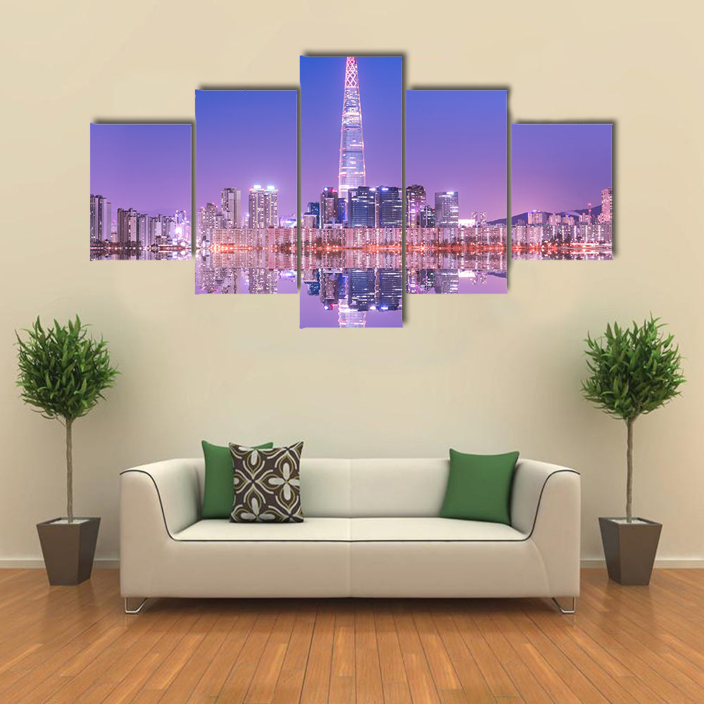 Seoul City at night South Korea Multi Panel Canvas Wall Art