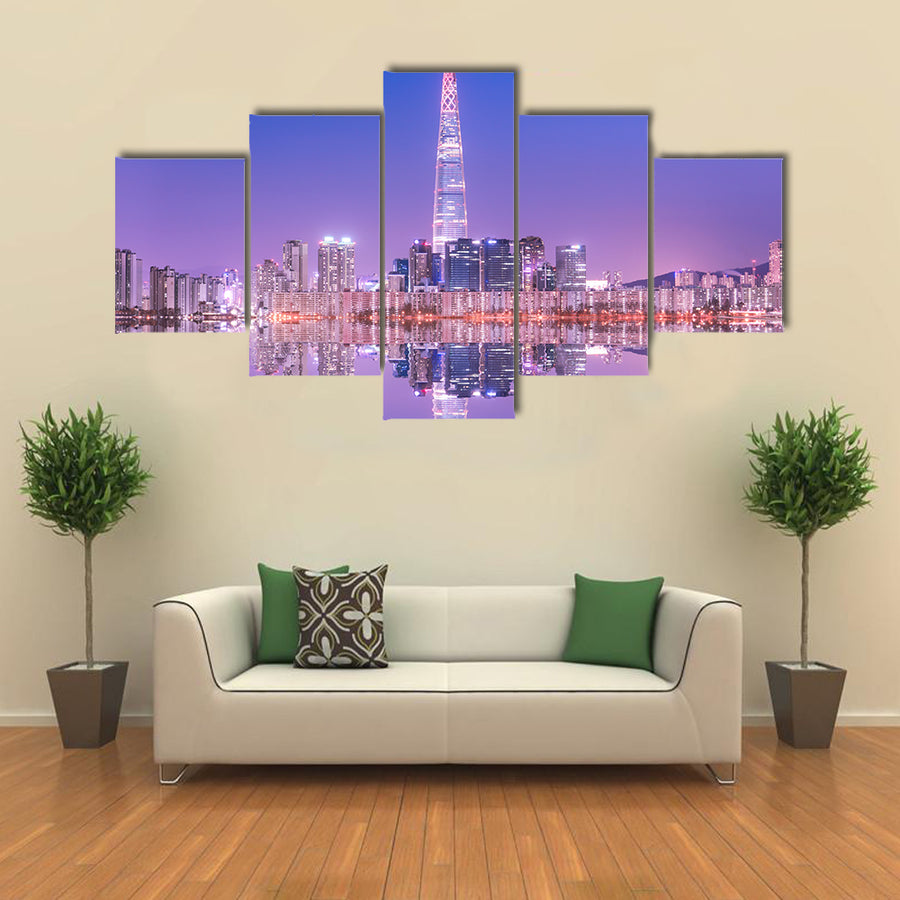 Seoul City at night South Korea Multi Panel Canvas Wall Art