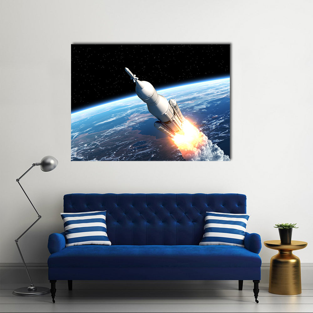A 3D Space Launch System In An Ignition Mode Multi Panel Canvas Wall Art
