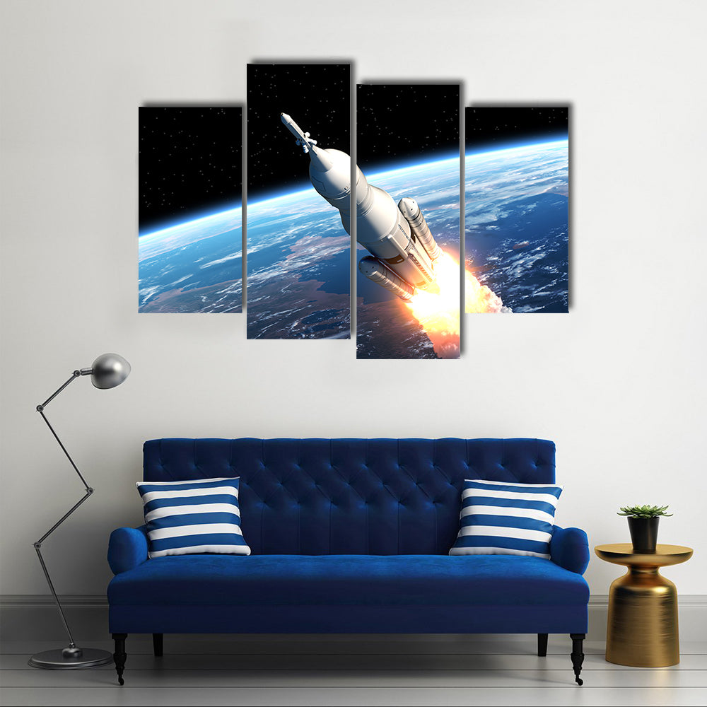 A 3D Space Launch System In An Ignition Mode Multi Panel Canvas Wall Art