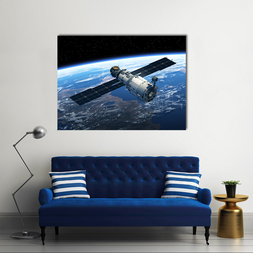 Space Station On A Trek To Space Multi Panel Canvas Wall Art
