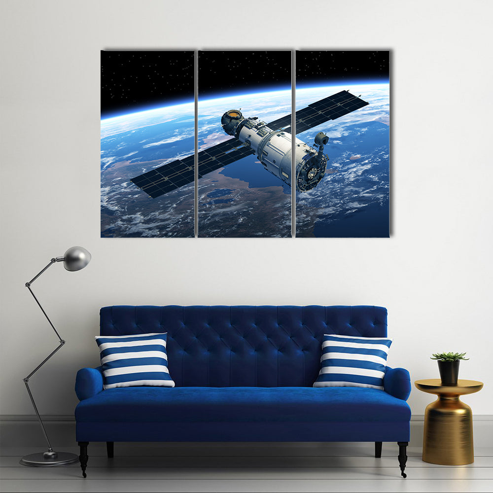 Space Station On A Trek To Space Multi Panel Canvas Wall Art