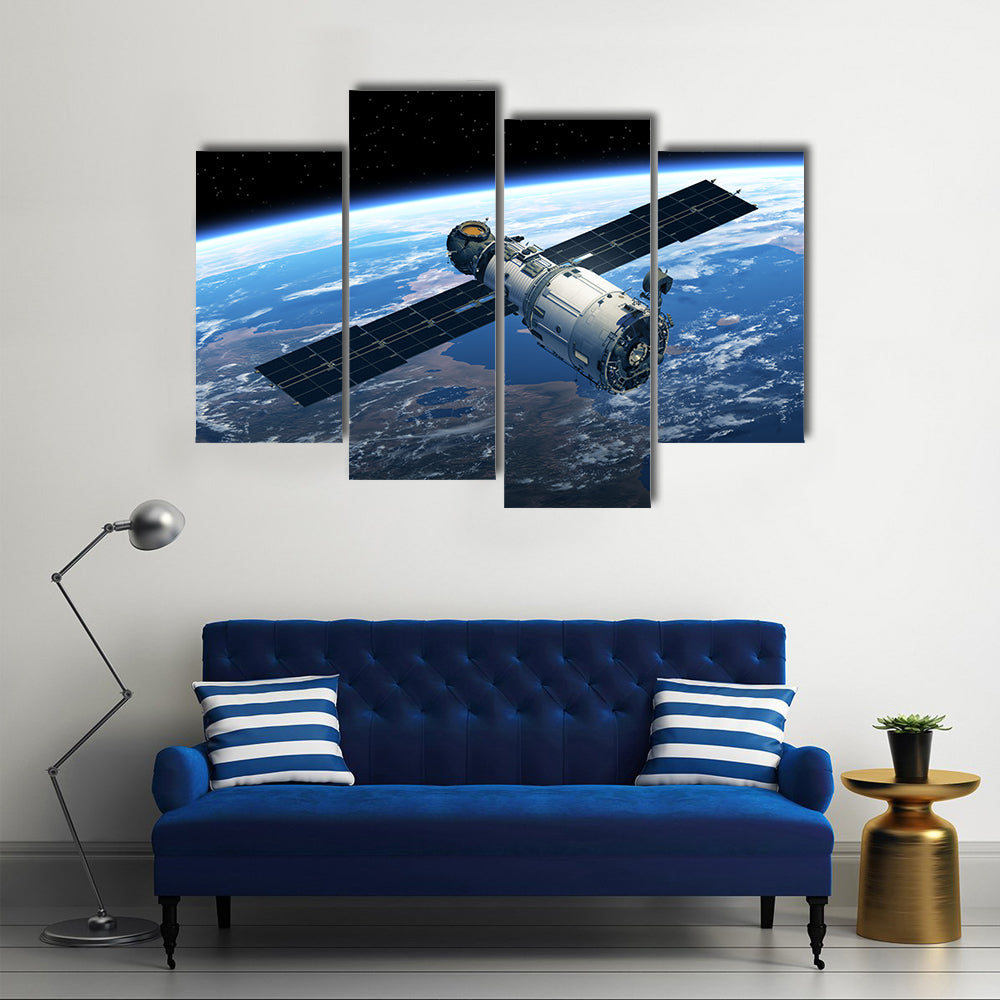 Space Station On A Trek To Space Multi Panel Canvas Wall Art