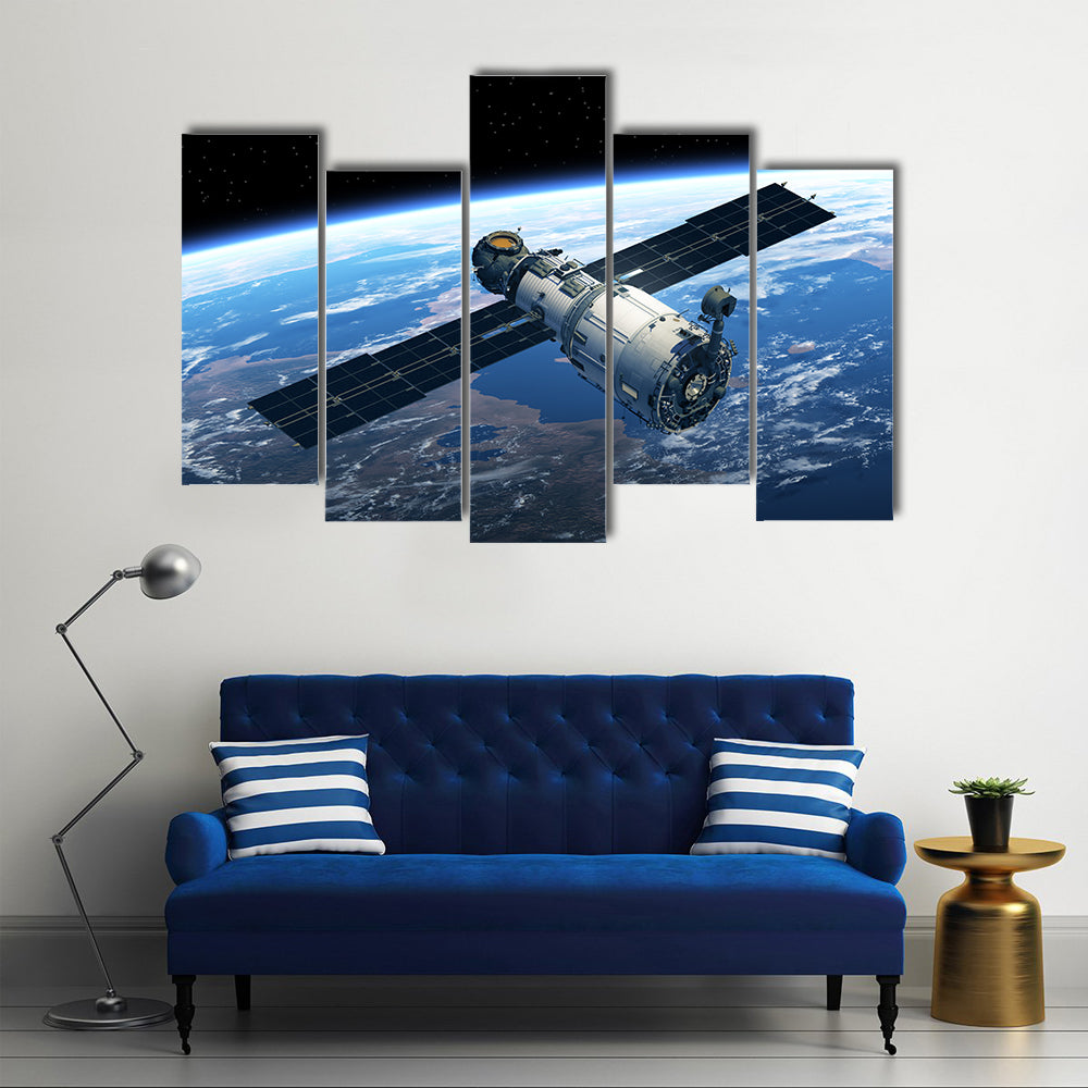 Space Station On A Trek To Space Multi Panel Canvas Wall Art