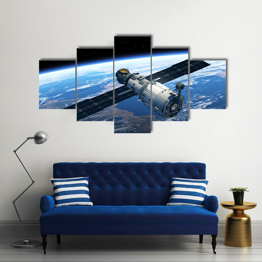 Space Station On A Trek To Space Multi Panel Canvas Wall Art