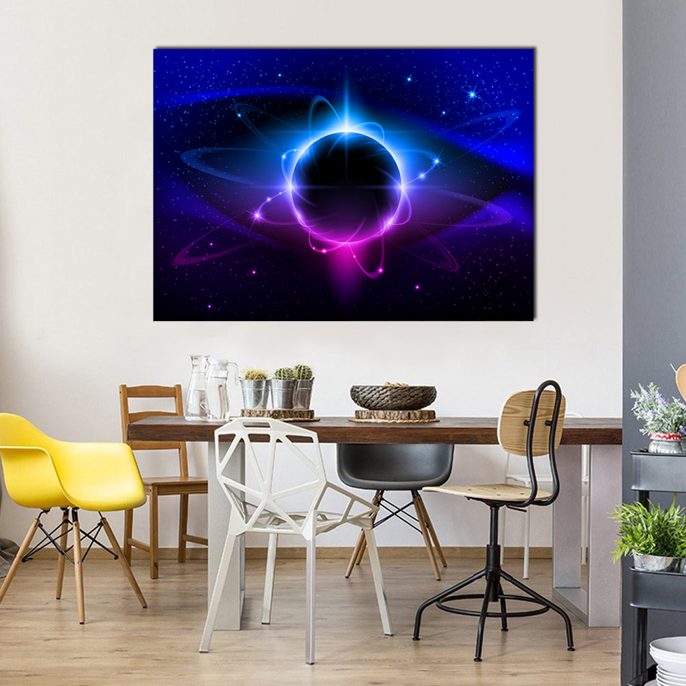 The Ravishing Blue Nebula In The Space Multi Panel Canvas Wall Art