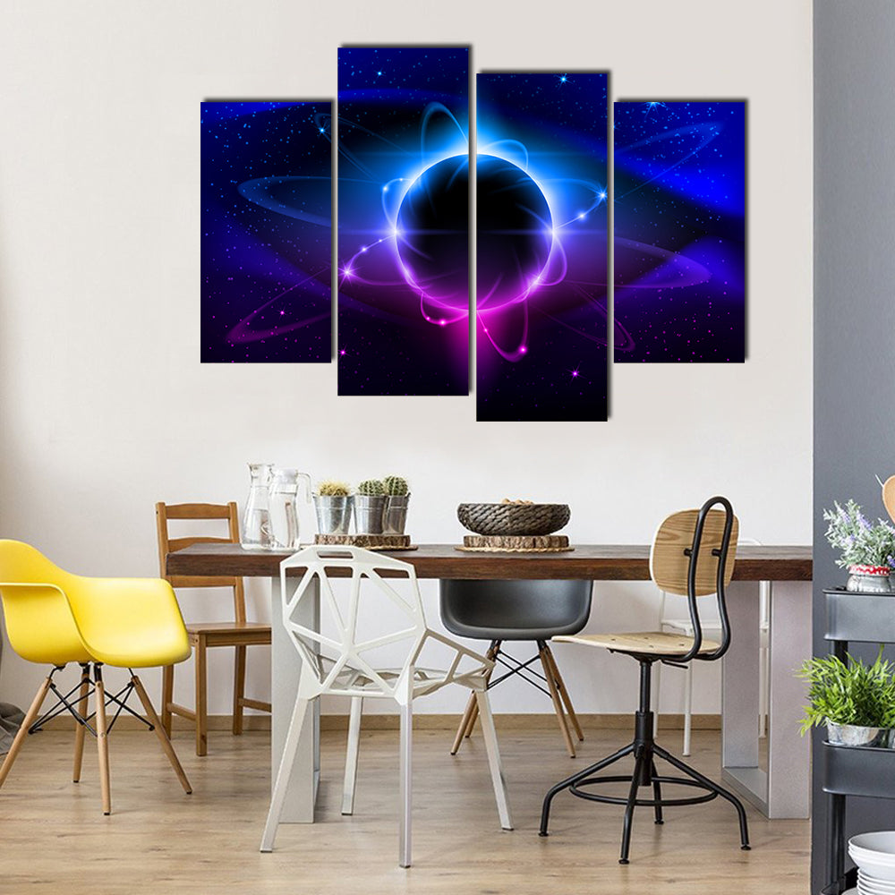 The Ravishing Blue Nebula In The Space Multi Panel Canvas Wall Art