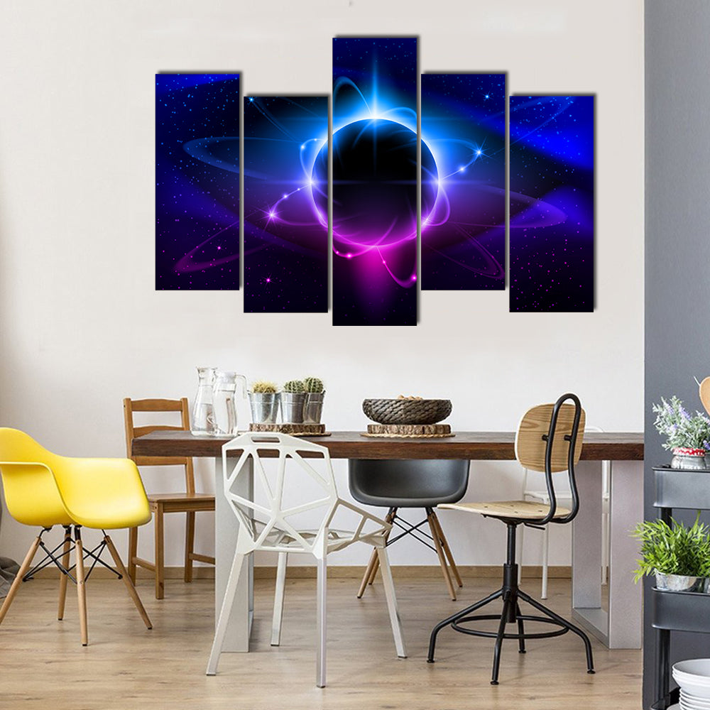 The Ravishing Blue Nebula In The Space Multi Panel Canvas Wall Art