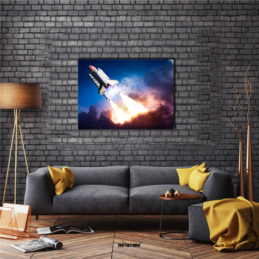 A Space Shuttle On A Mission To Exotic Planet Multi Panel Canvas Wall Art