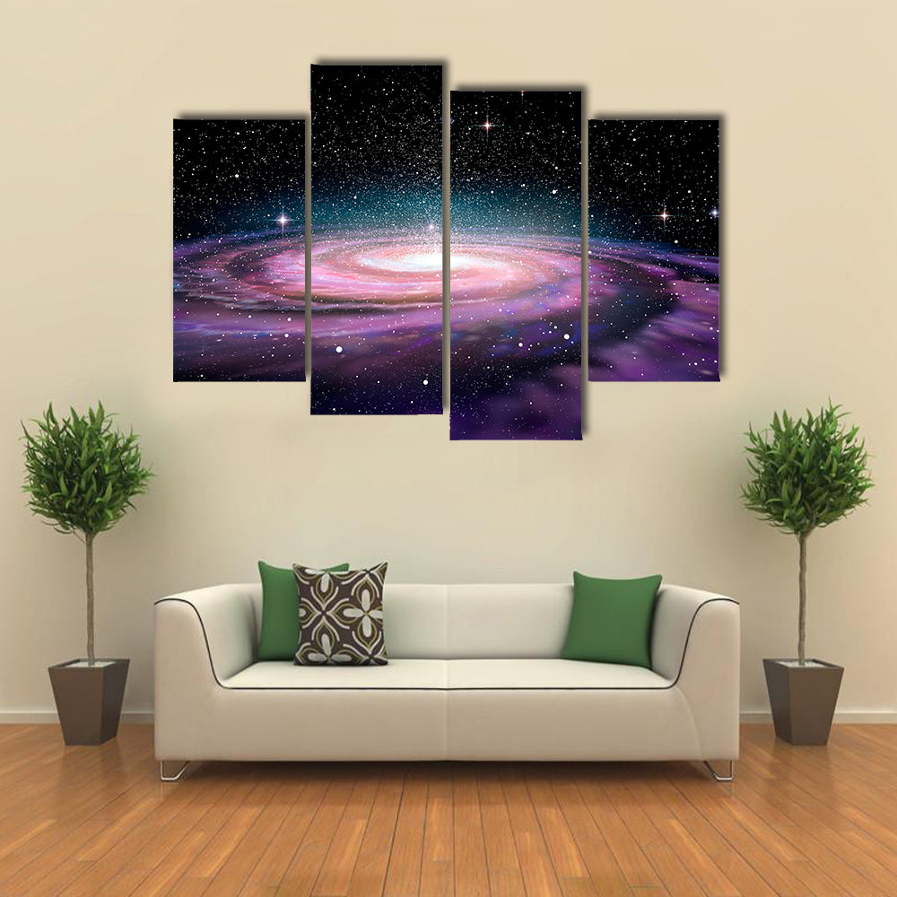3D Illustration Of A Deep Galaxy In The Space Multi Panel Canvas Wall Art