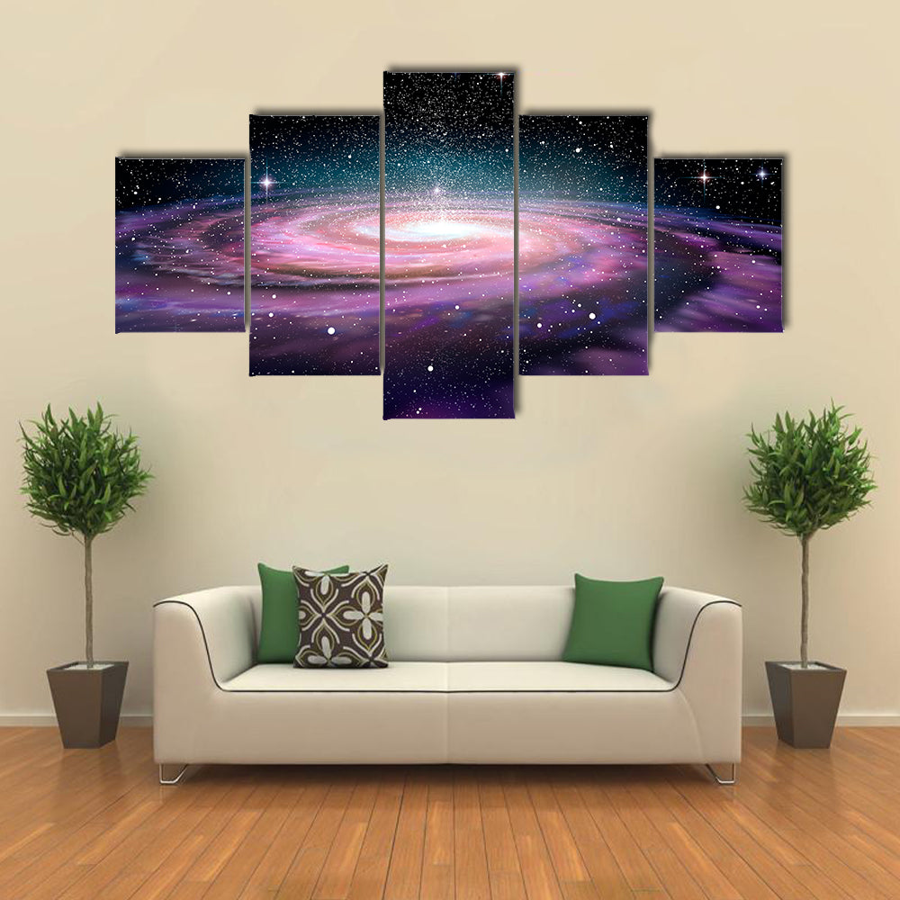 3D Illustration Of A Deep Galaxy In The Space Multi Panel Canvas Wall Art