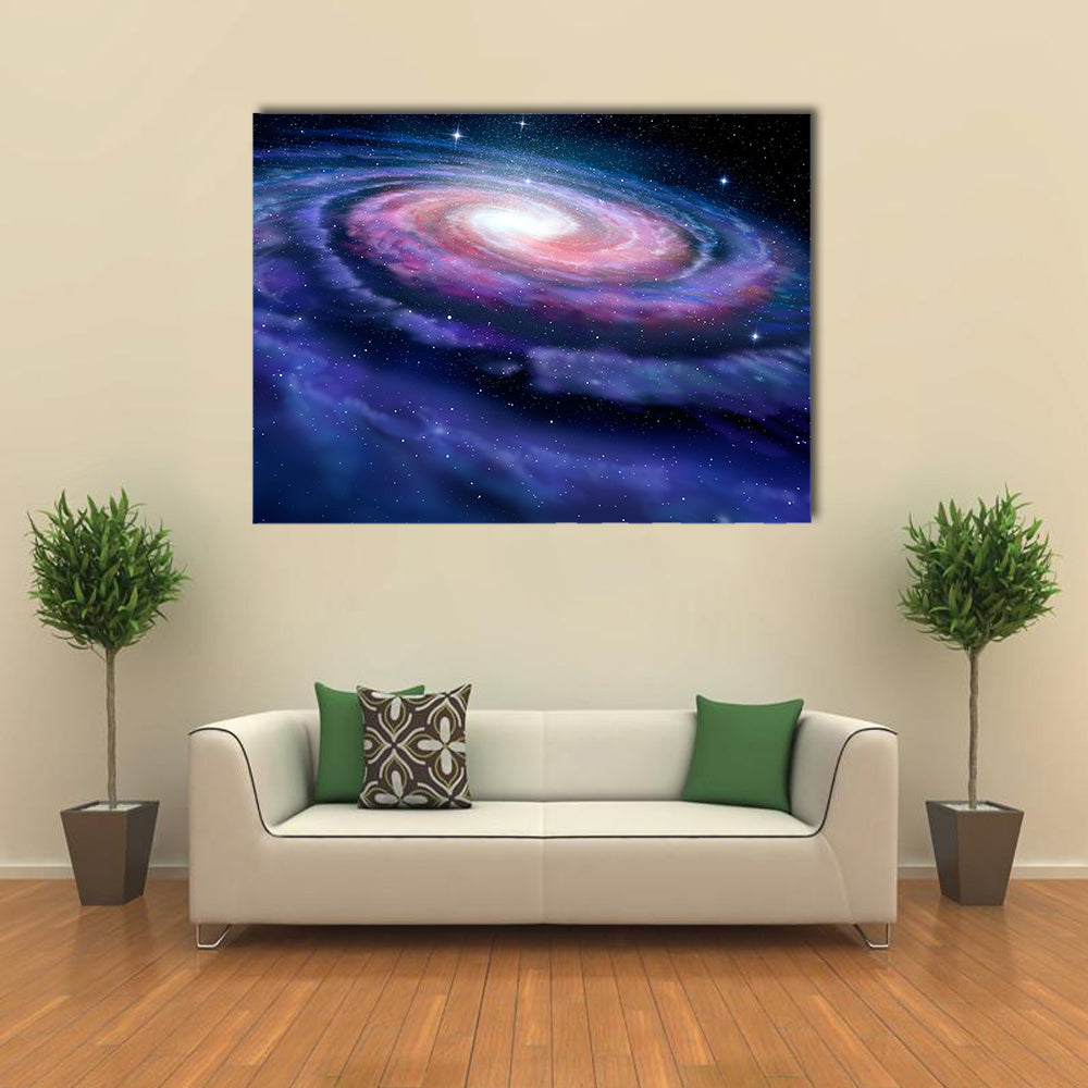 Milky Way With A Colorful Spiral Galaxy Multi Panel Canvas Wall Art