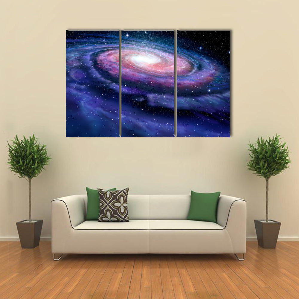 Milky Way With A Colorful Spiral Galaxy Multi Panel Canvas Wall Art