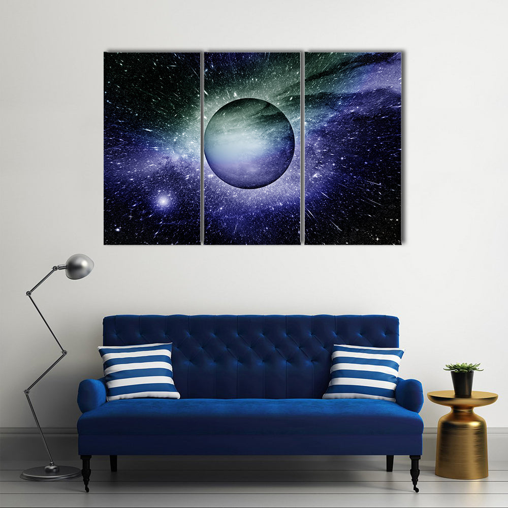 Nebula, Planet And Star Dust All Makes Up The Galaxy Multi Panel Canvas Wall Art