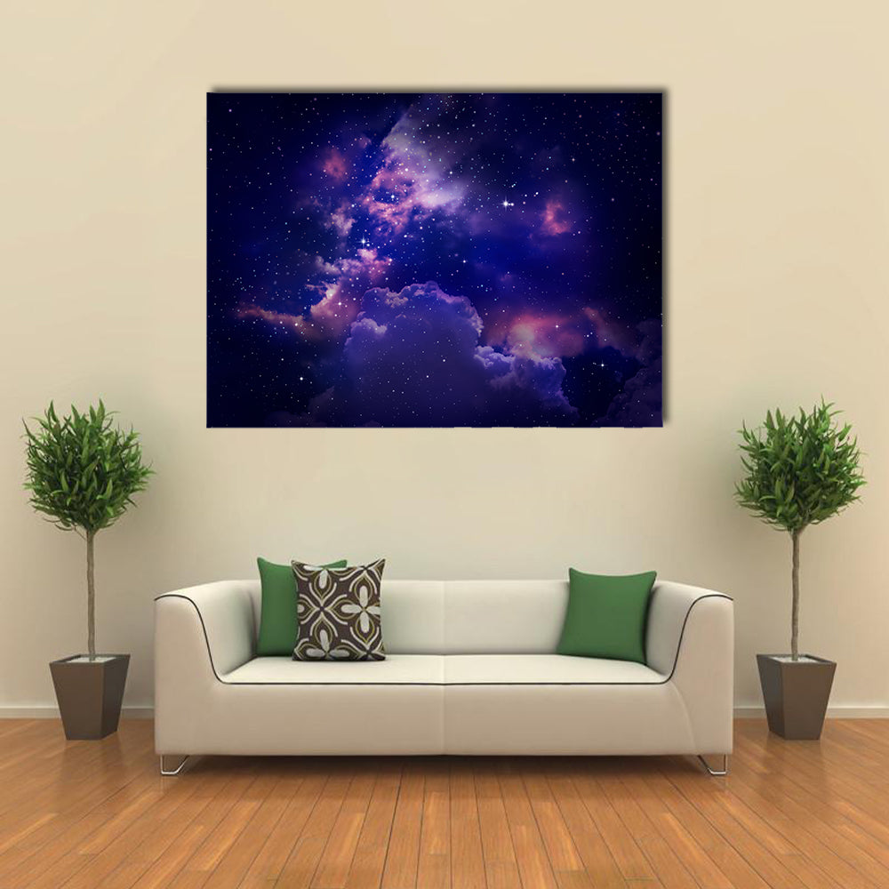 The Galaxy With Stars And Nebula In The Dark Space Multi Panel Canvas Wall Art