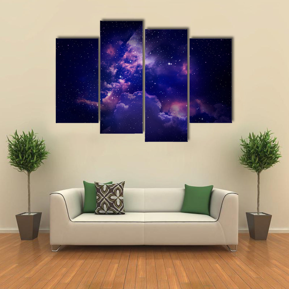 The Galaxy With Stars And Nebula In The Dark Space Multi Panel Canvas Wall Art