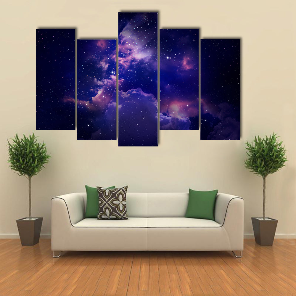 The Galaxy With Stars And Nebula In The Dark Space Multi Panel Canvas Wall Art