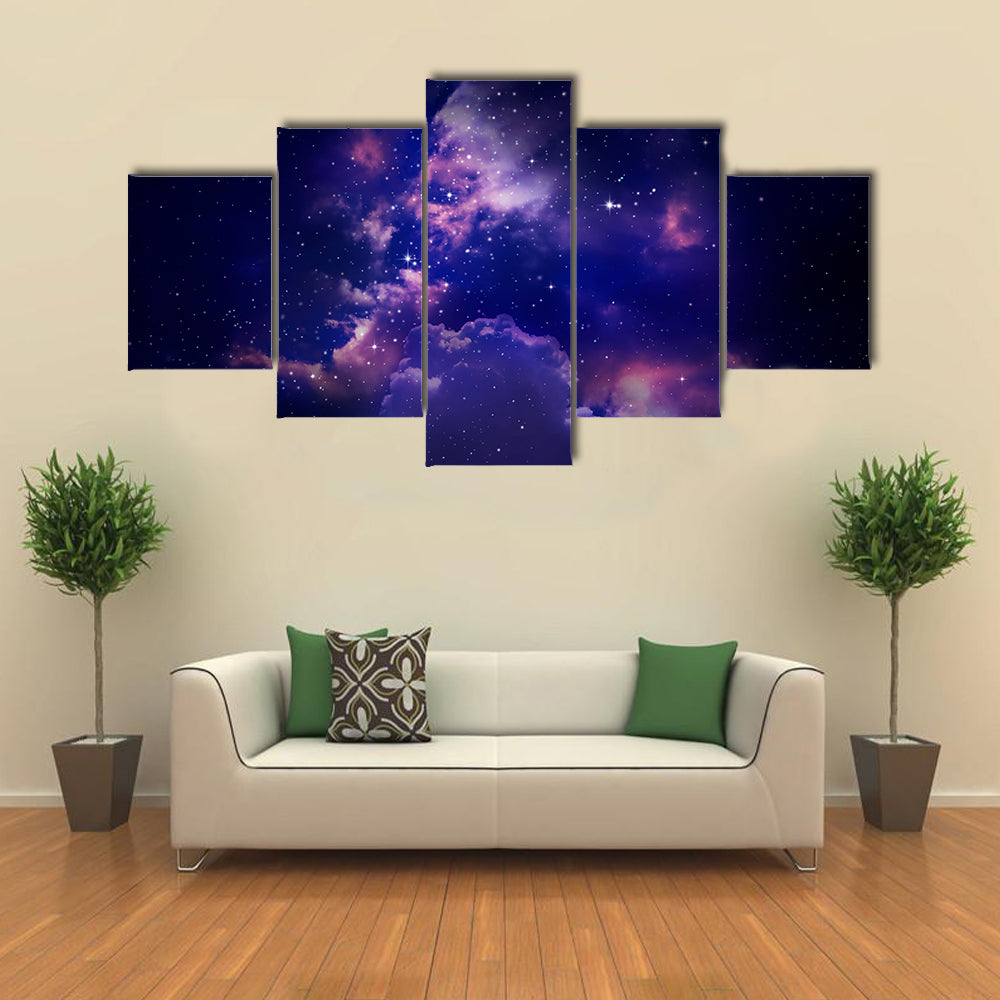 The Galaxy With Stars And Nebula In The Dark Space Multi Panel Canvas Wall Art