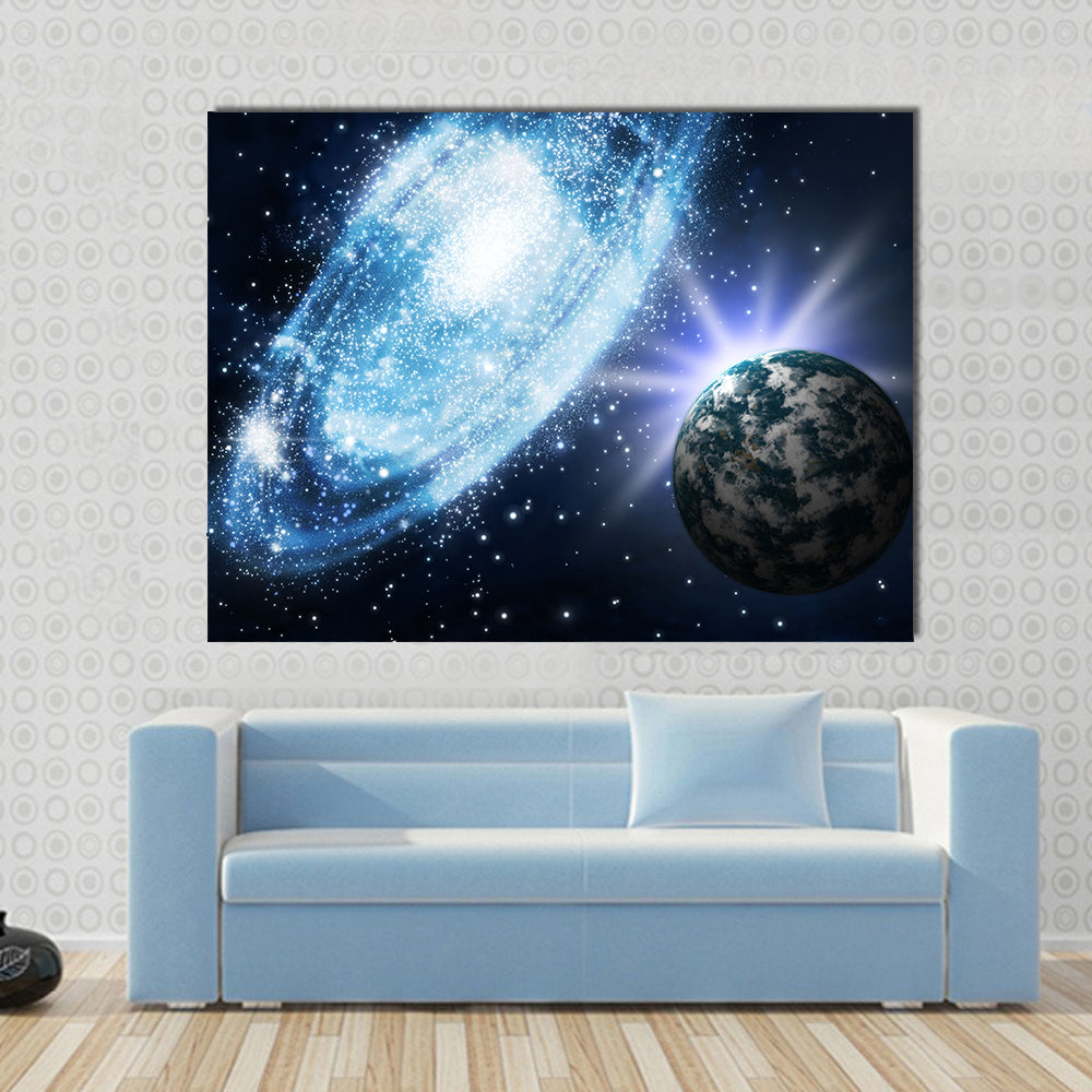 Beautiful View Stars And Galaxy In The Space Multi Panel Canvas Wall Art