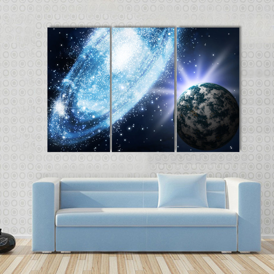 Beautiful View Stars And Galaxy In The Space Multi Panel Canvas Wall Art