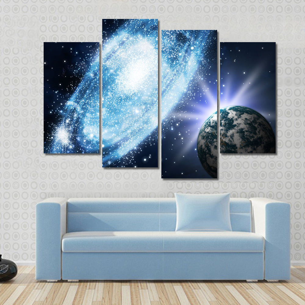 Beautiful View Stars And Galaxy In The Space Multi Panel Canvas Wall Art