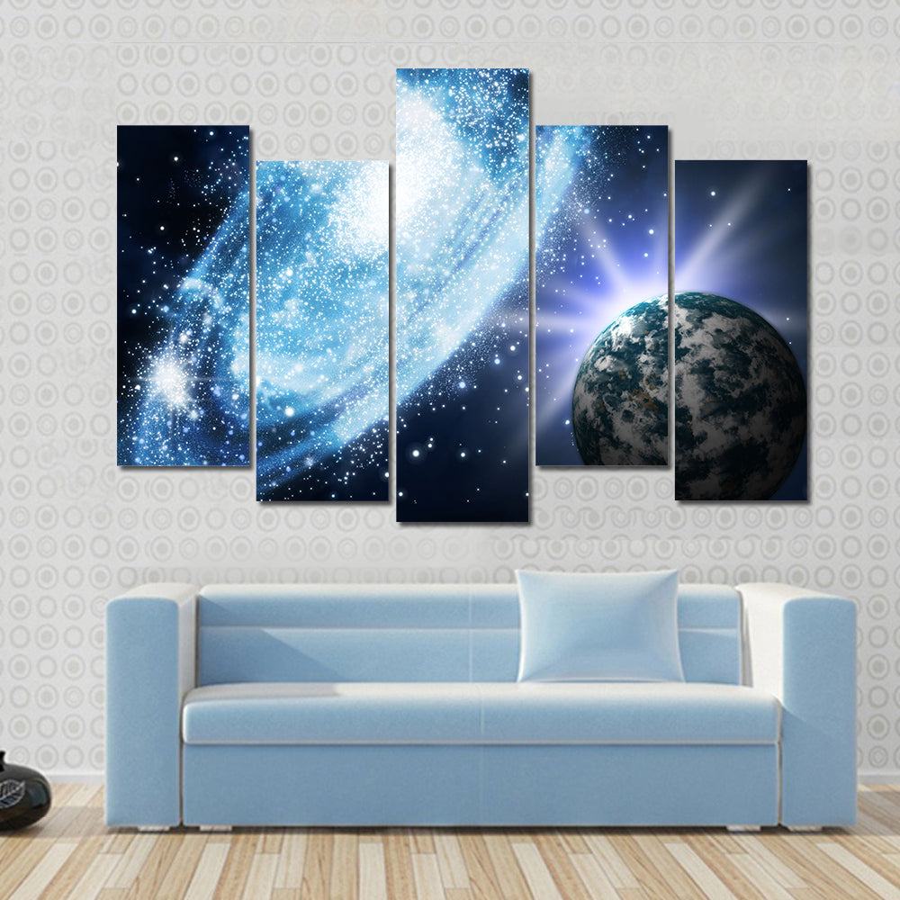 Beautiful View Stars And Galaxy In The Space Multi Panel Canvas Wall Art