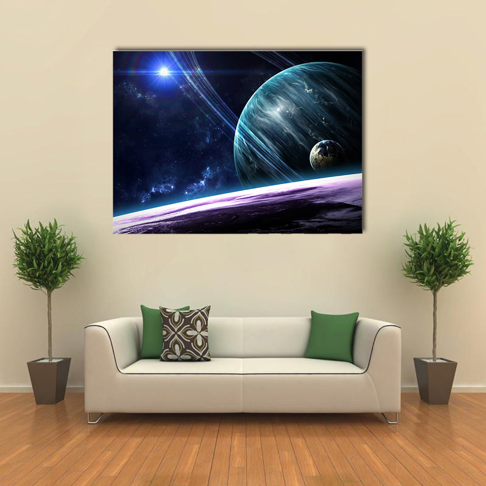When Earth Is Aligned In The Array Of Planets In Solar System Multi Panel Canvas Wall Art Set