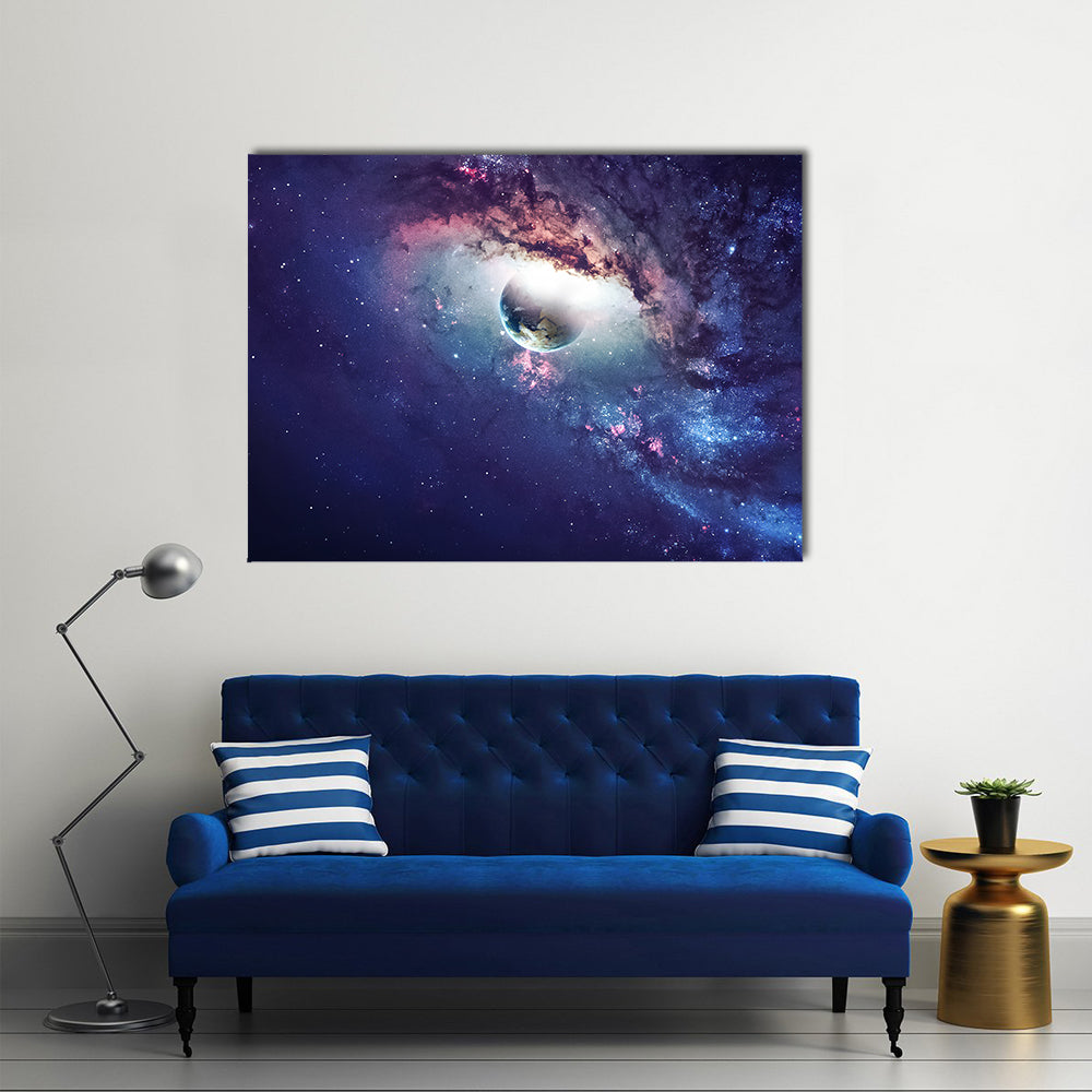 Universe Adorned With The Planets, Galaxies And Stars Multi Panel Canvas Wall Art