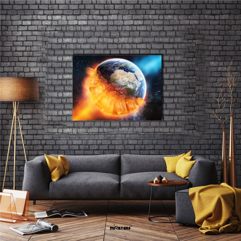 When Earth Got Sun Kissed In Outer Space Multi Panel Canvas Wall Art