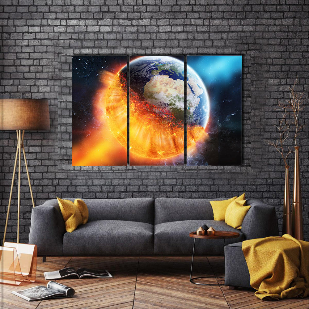 When Earth Got Sun Kissed In Outer Space Multi Panel Canvas Wall Art