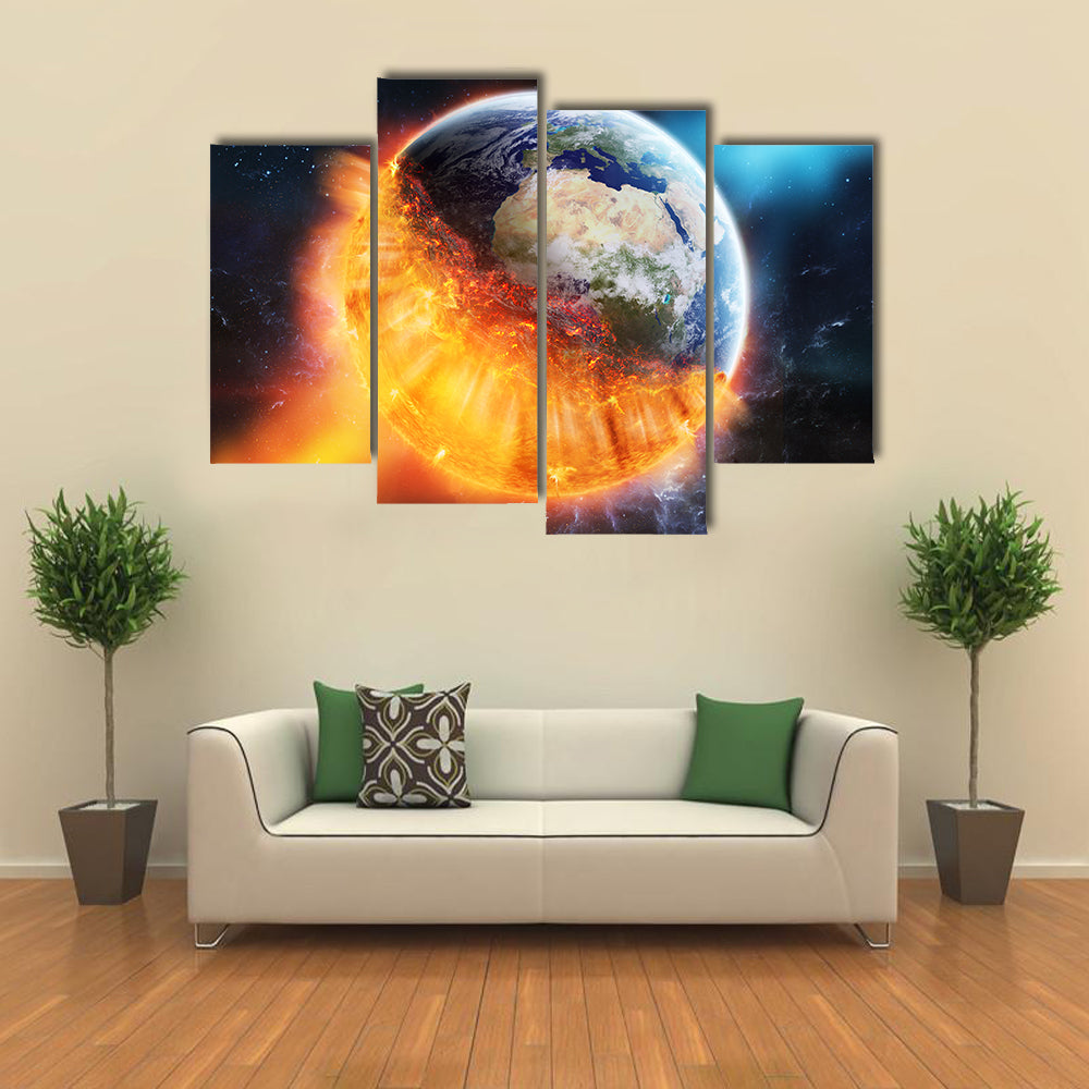 When Earth Got Sun Kissed In Outer Space Multi Panel Canvas Wall Art