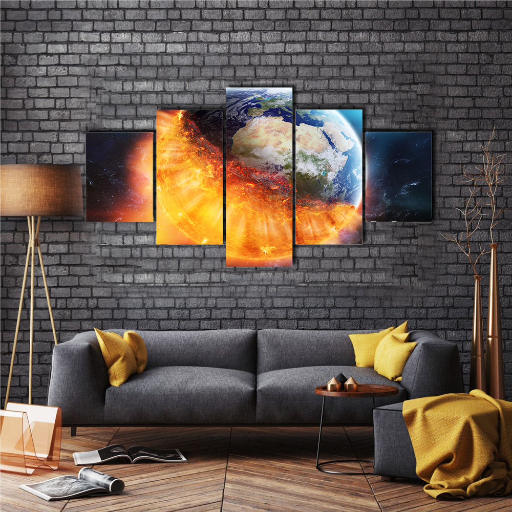 When Earth Got Sun Kissed In Outer Space Multi Panel Canvas Wall Art