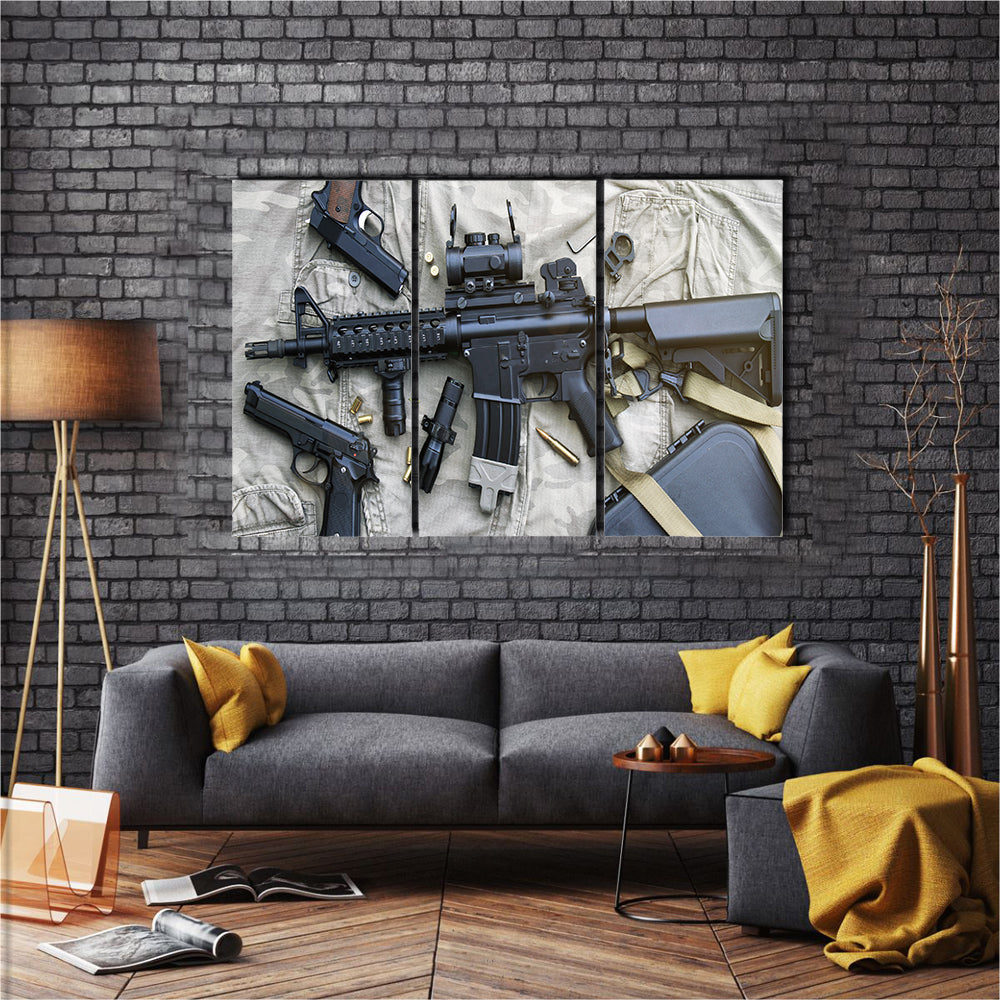 Weapons And Military Equipment Multi Panel Canvas Wall Art Set